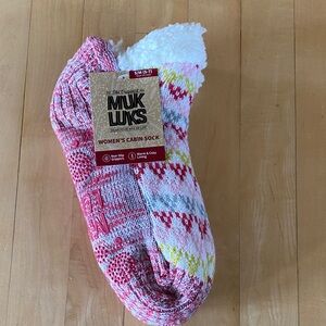 Muk Luks Women's Cabin Socks - Pink, Red, and Yellow
